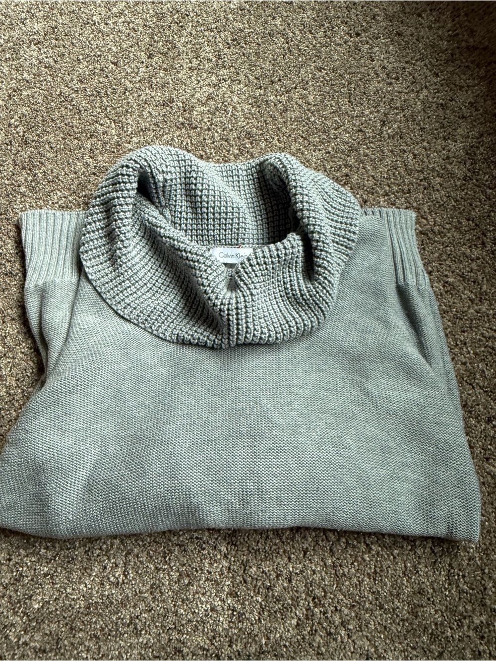 Calvin Klein Women’s Chunky Knit Cowl Neck Sweater Gray Size Medium